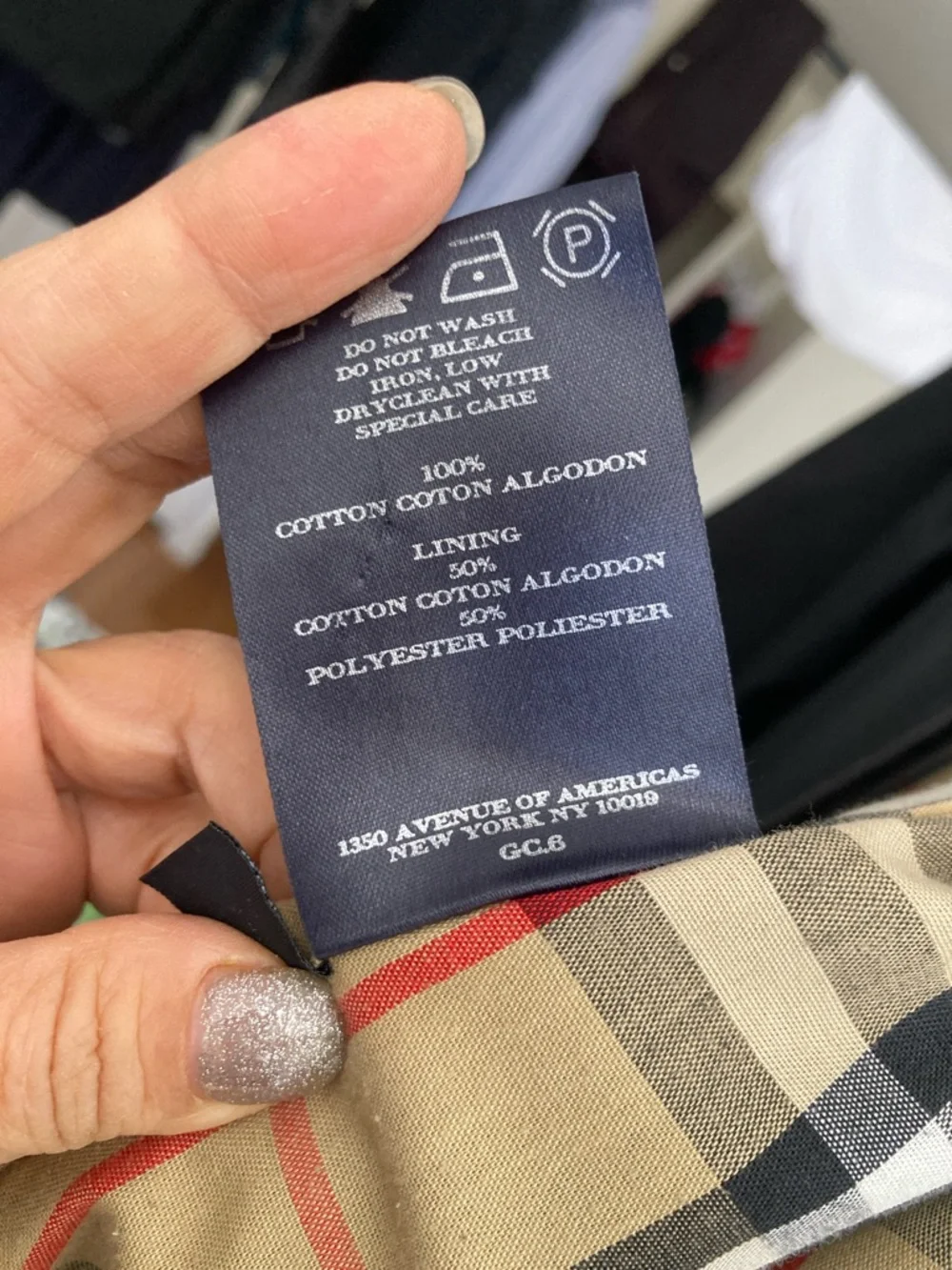Dark Navy Burberry Trench Coat with Plaid Trim - Picture 7 of 8